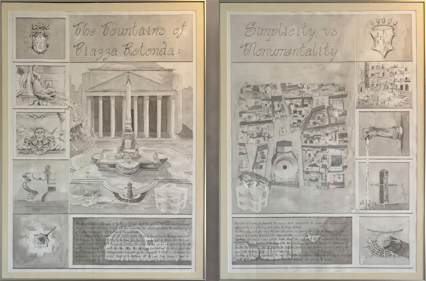 FOUNTAINS OF PIAZZA ROTONDA - DIPTYCH, ORIGINAL ART