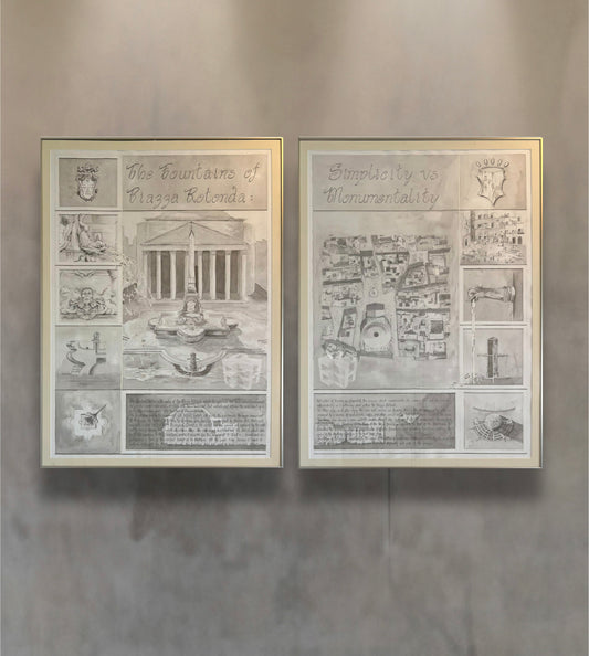 FOUNTAINS OF PIAZZA ROTONDA - DIPTYCH, ORIGINAL ART